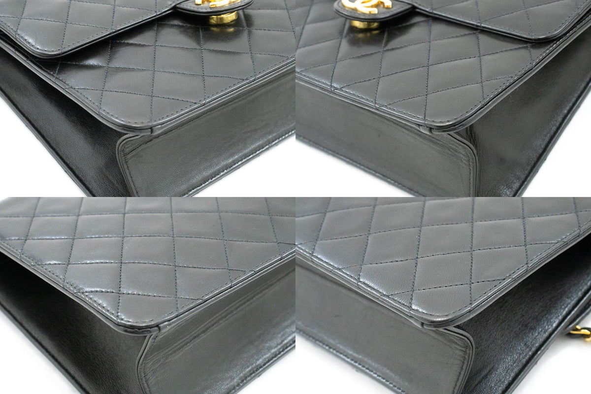 CHANEL Petit sac à bandoulière à chaîne pochette noir matelassé à rabat en agneau ao7 — coins hannari-shop