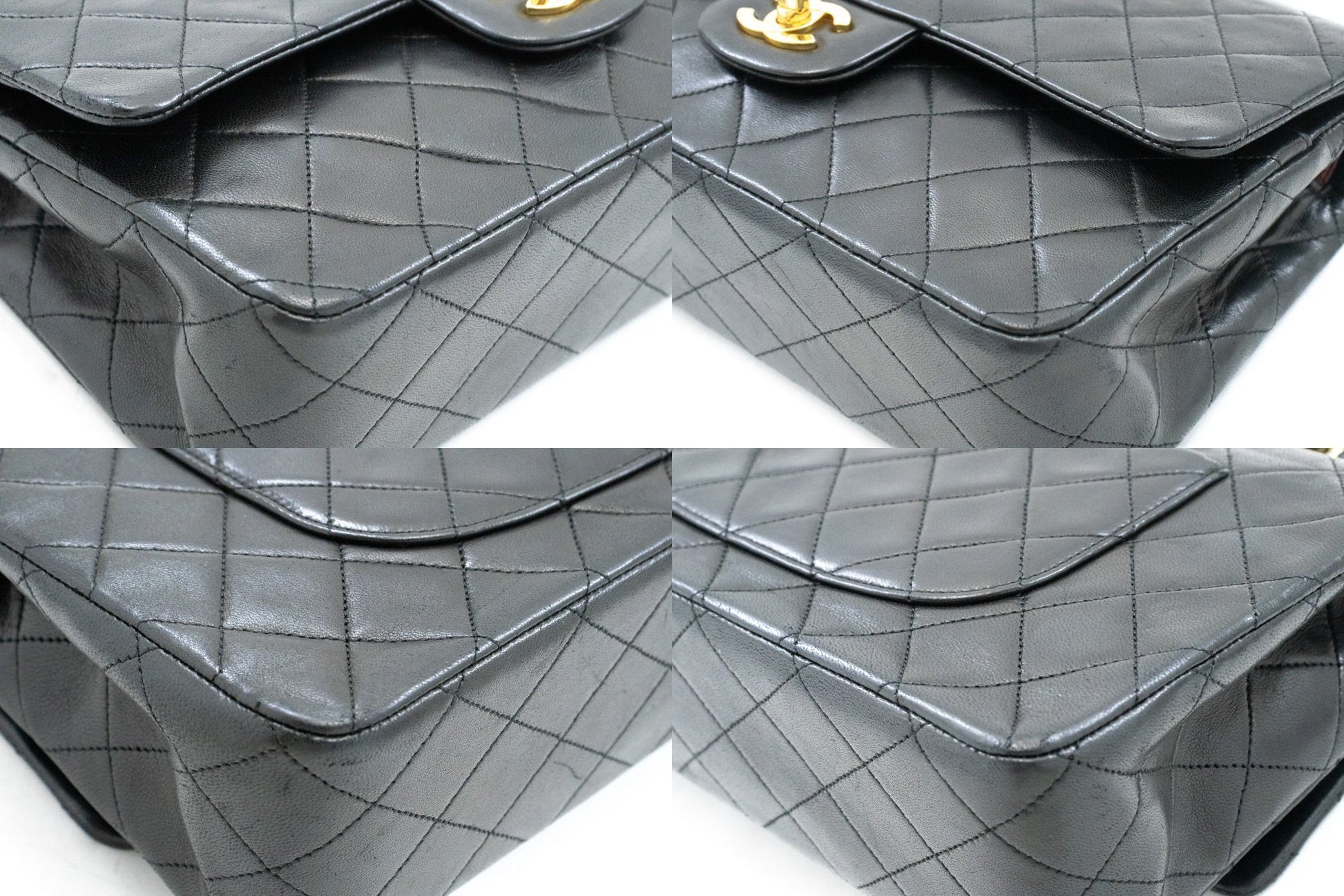 Sac à bandoulière CHANEL Classic Double Flap 10" en chaîne, noir, en agneau, ak7 hannari-shop