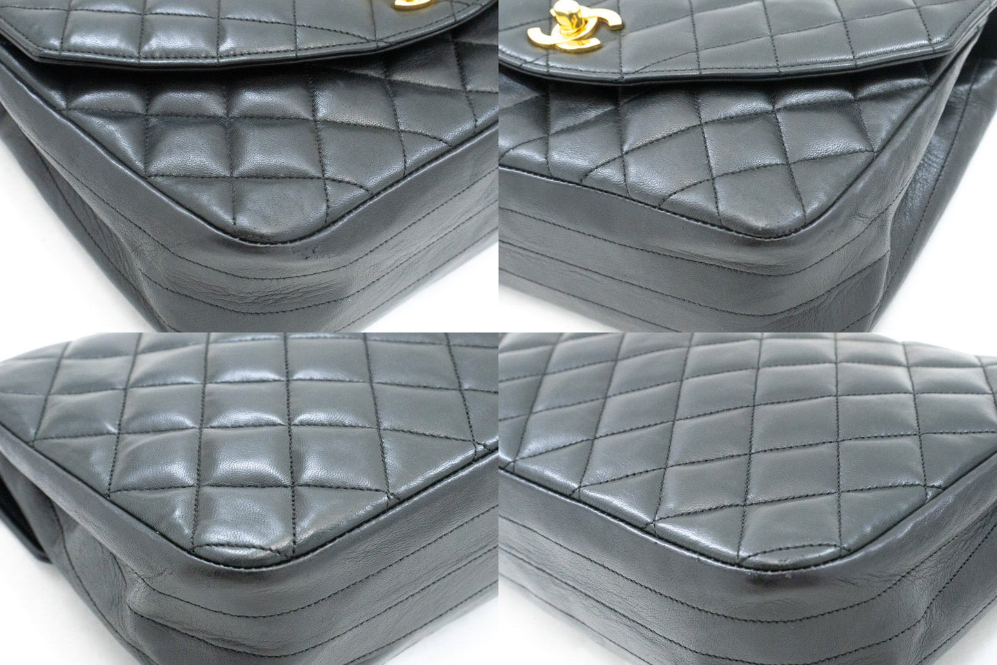 CHANEL Half Moon Chain Shoulder Bag Crossbody Black Quilted Flap an3 hannari-shop