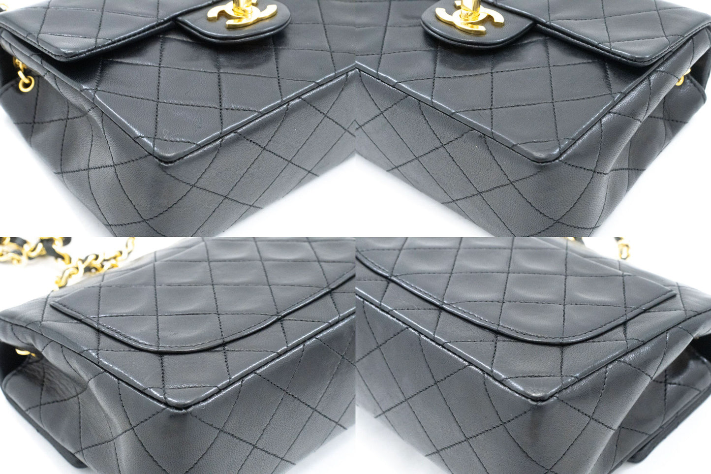 CHANEL Mini Square Small Chain Shoulder Bag Crossbody Black Lamb ag7 hannari-shop