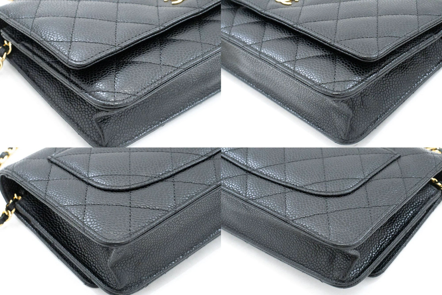 CHANEL Grained Calfskin Wallet On Chain WOC Black Shoulder Bag af8 hannari-shop