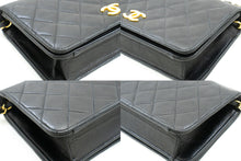 CHANEL Full Flap Chain Shoulder Bag Clutch Black Quilted Lambskin p19 hannari-shop