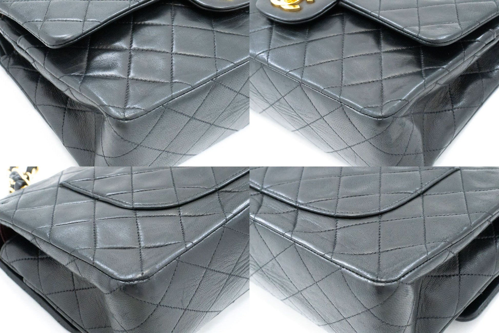Sac à bandoulière CHANEL Classic Double Flap 10" en agneau noir avec chaîne ag1 hannari-shop