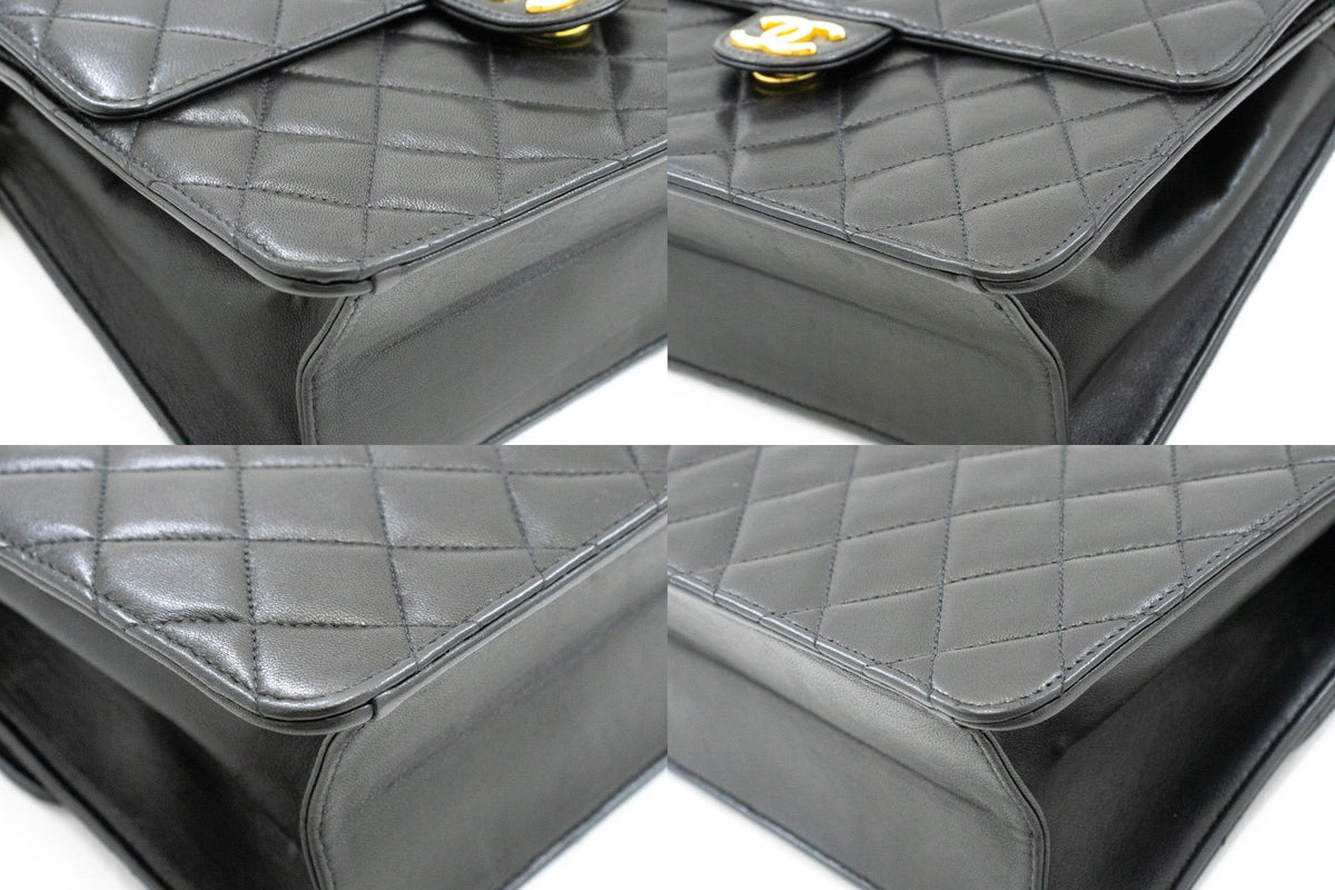 CHANEL Small Chain Shoulder Bag Clutch Black Quilted Flap Lambskin ap4 — corners hannari-shop