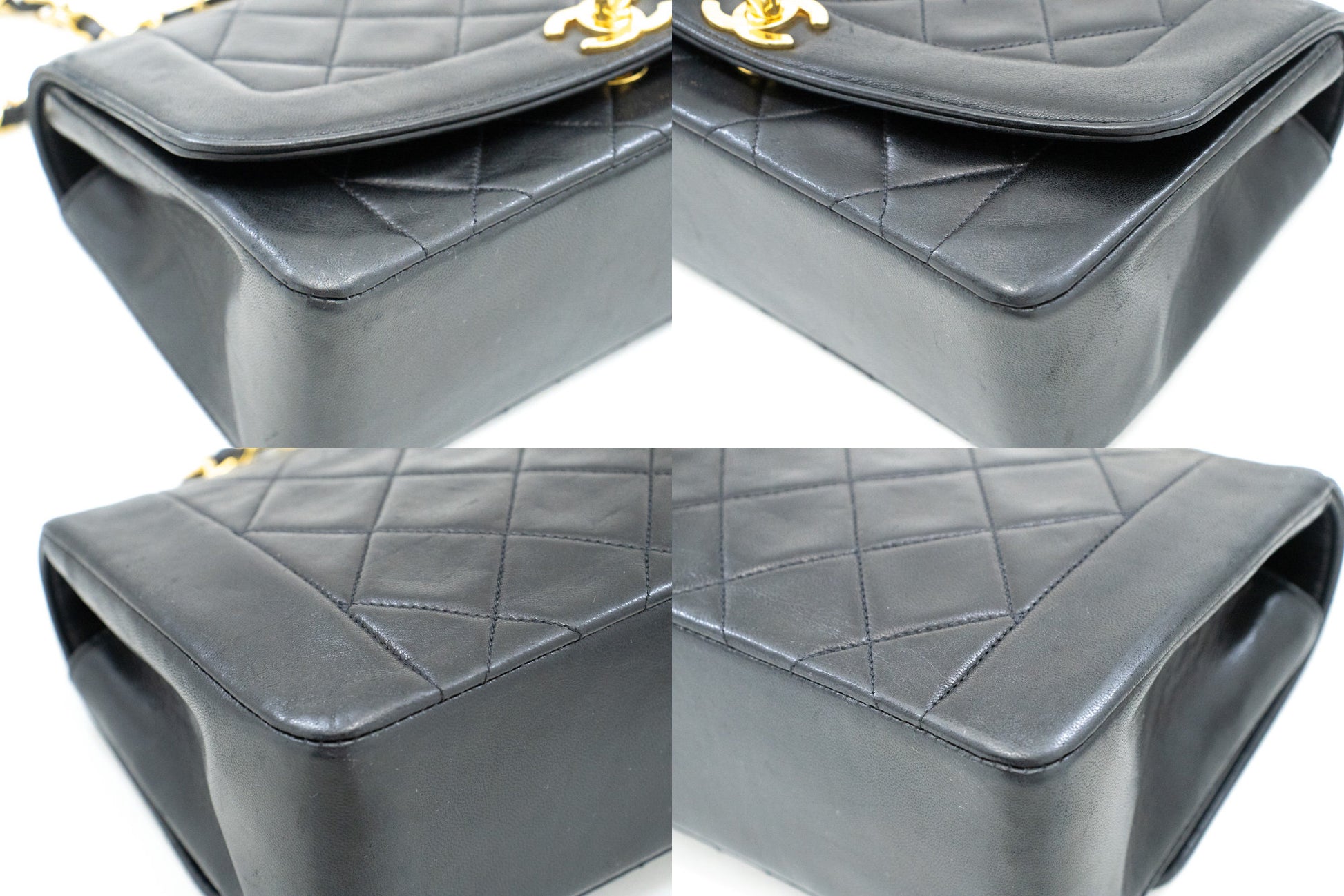 CHANEL Diana Flap Chain Schoudertas Zwart Gequilt Lamsleer Portemonnee n77 hannari-shop