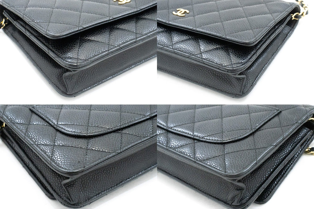 CHANEL جلد العجل المحبب Wallet On Chain WOC حقيبة كتف سوداء ap1 — الزوايا hannari-shop
