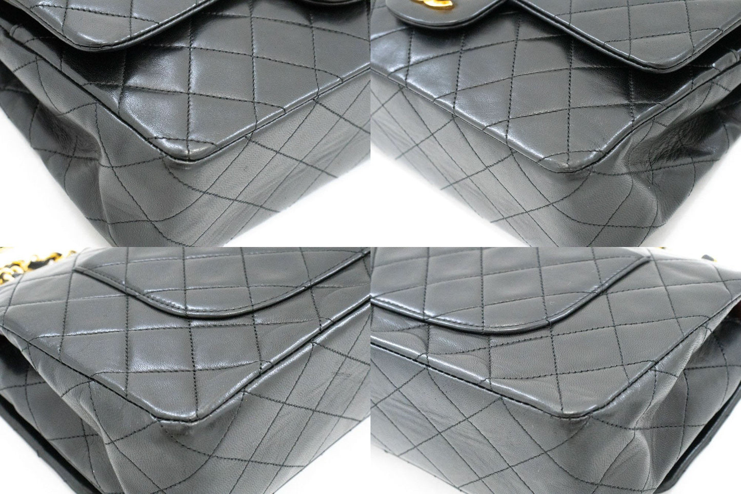 Sac à bandoulière CHANEL Classic Double Flap 10" en agneau noir avec chaîne ah7 hannari-shop