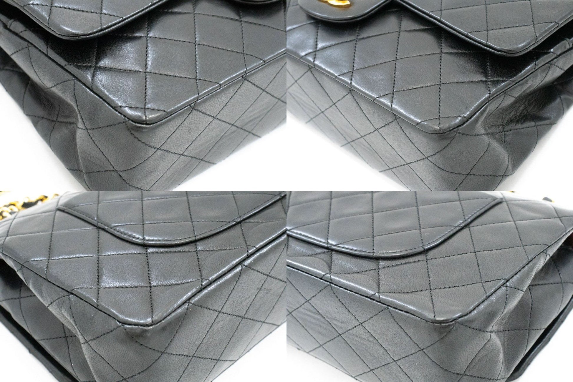 Sac à bandoulière CHANEL Classic Double Flap 10" en agneau noir avec chaîne ah7 hannari-shop