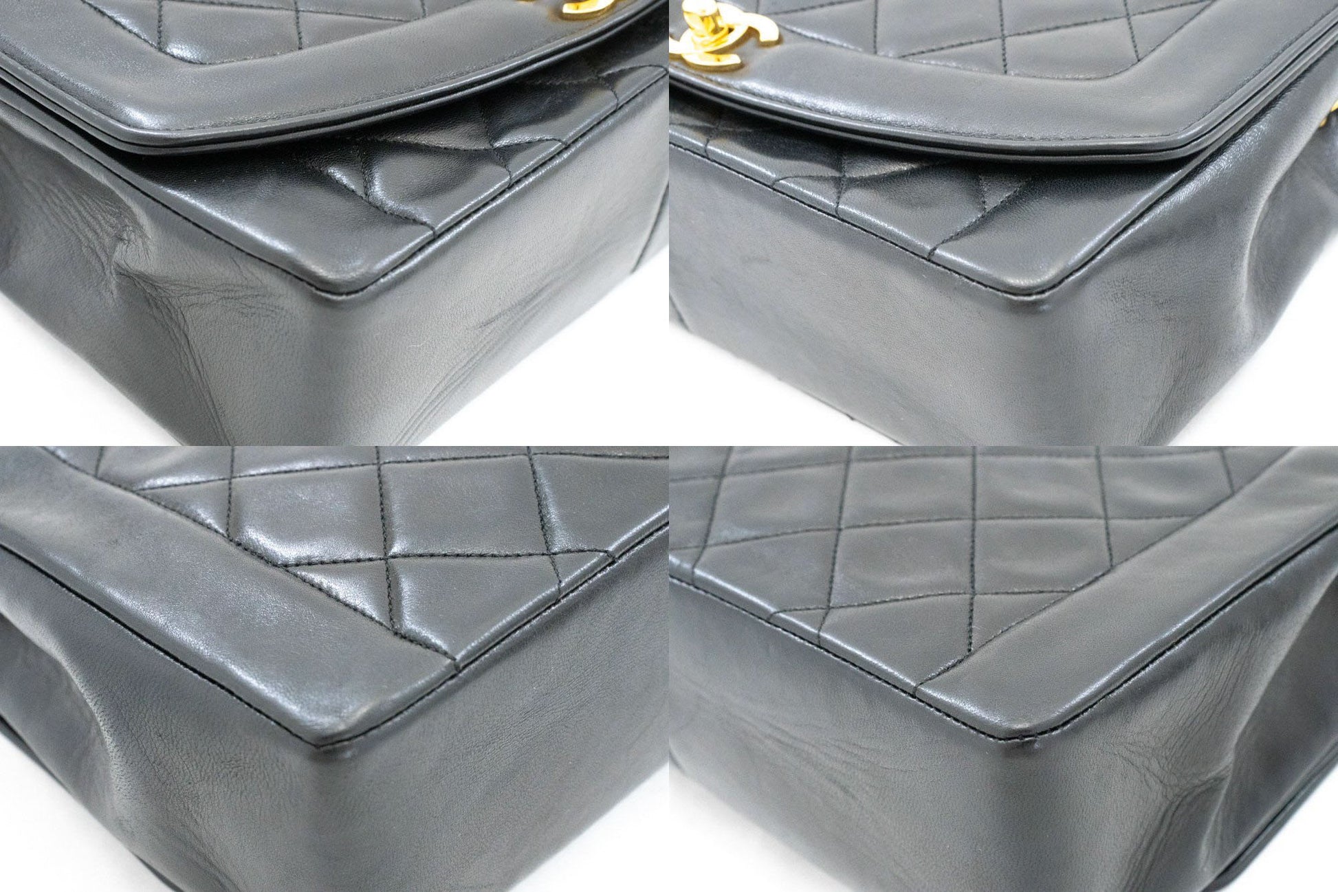CHANEL Diana Flap Chain Shoulder Bag Black Quilted Lambskin ak2 hannari-shop