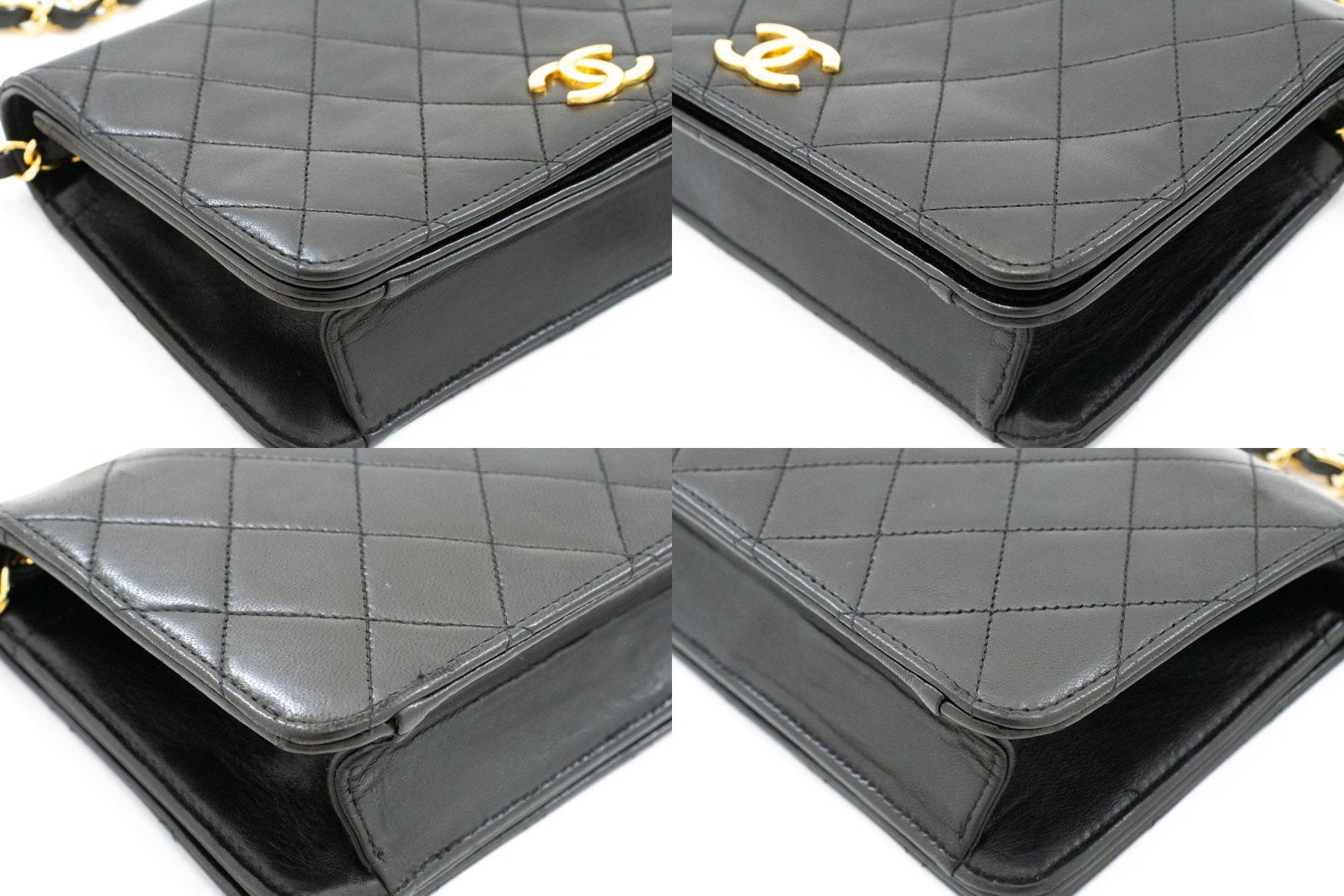 CHANEL Full Flap Small Chain Shoulder Bag Clutch Black Quilted aj2 hannari-shop