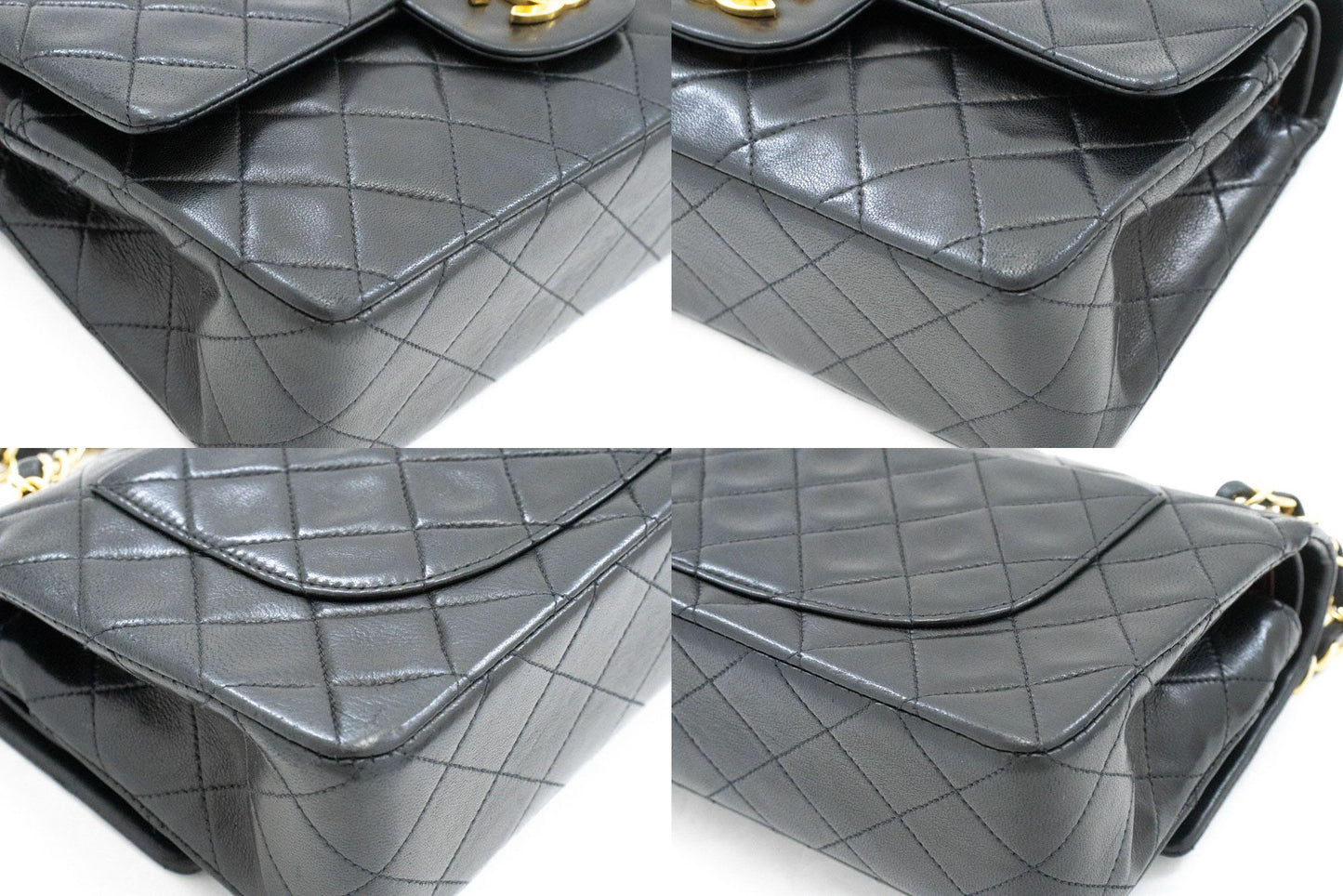 Borsa a spalla CHANEL Classic Double Flap 9" con catena in pelle di agnello nera aj4 hannari-shop