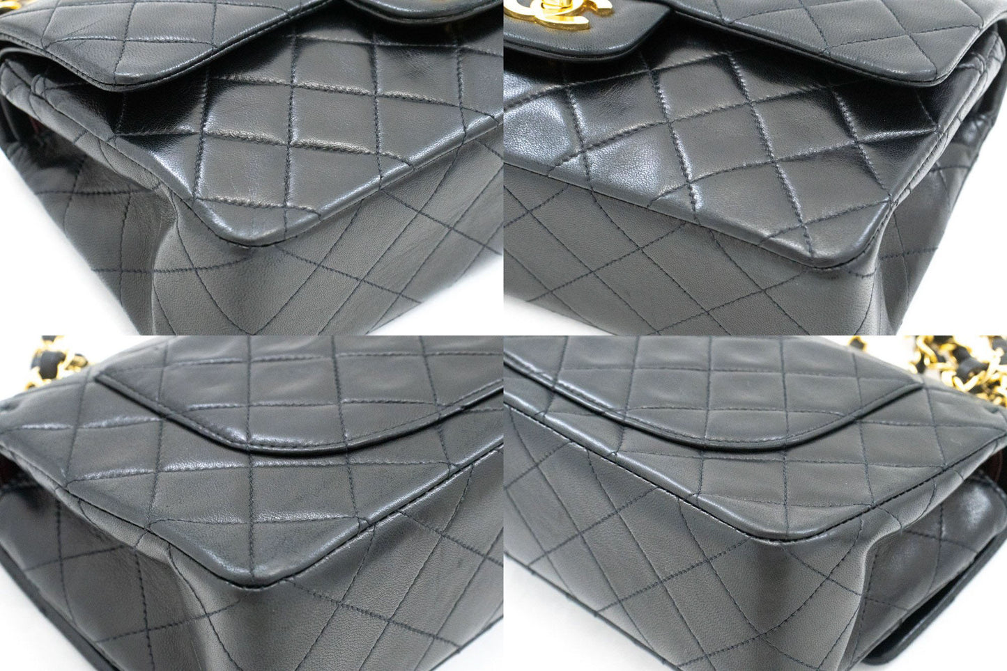CHANEL Classic Double Flap 9" skuldertaske med kæde i sort lammeskind aj7 hannari-shop