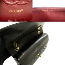 CHANEL Classic Double Flap 10" Chain Shoulder Bag Black Lambskin p58 hannari-shop