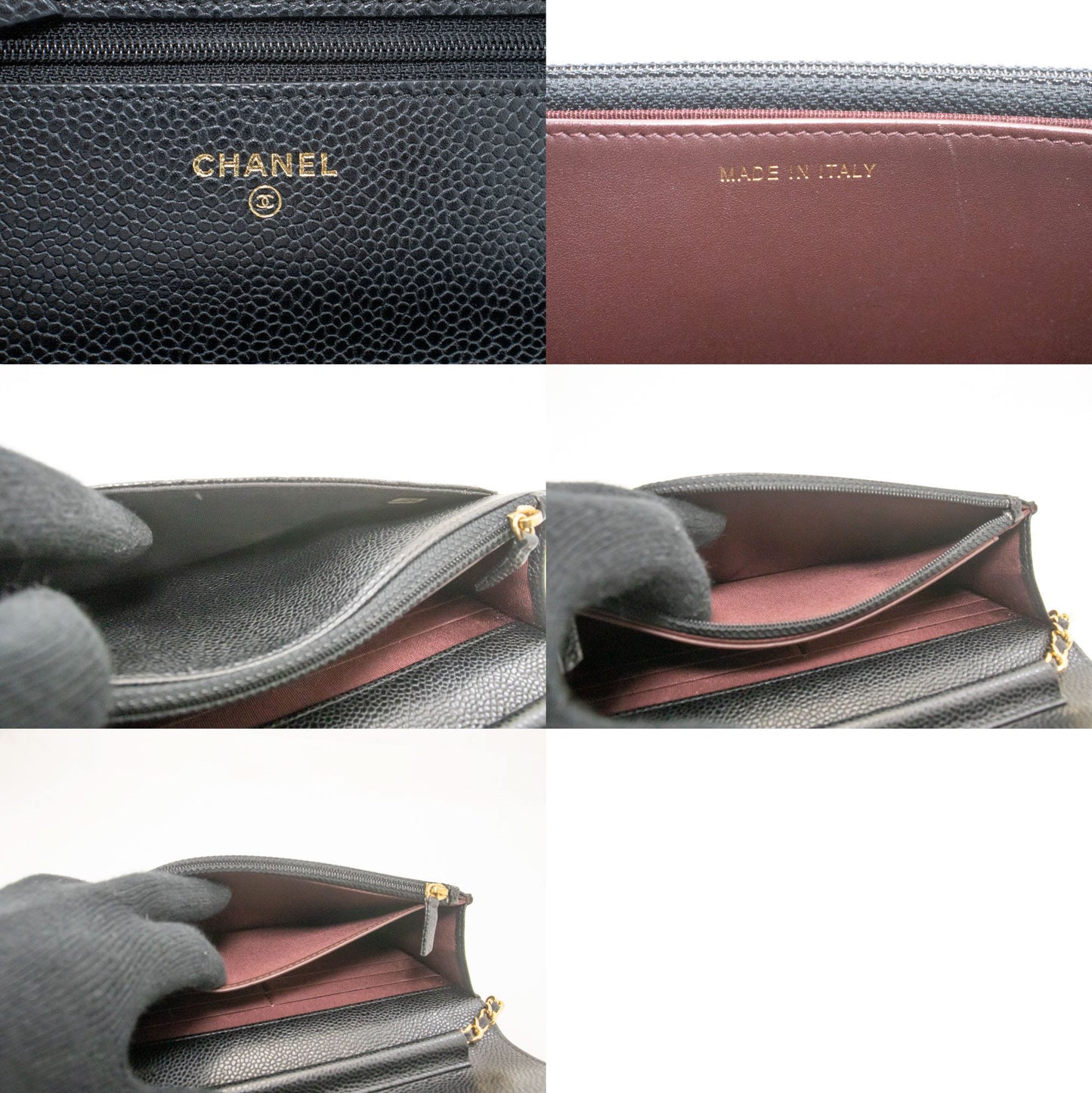 CHANEL Grained Calfskin Wallet On Chain WOC Sort Skuldertaske aa4 hannari-shop