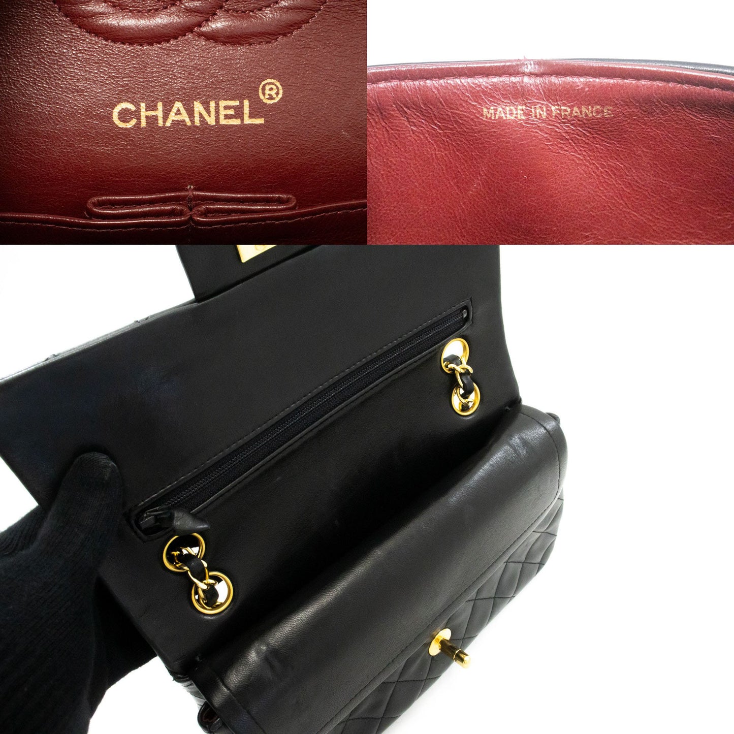 CHANEL Classic Double Flap 9" Chain Schoudertas Zwart Lamsleer ag6 hannari-shop