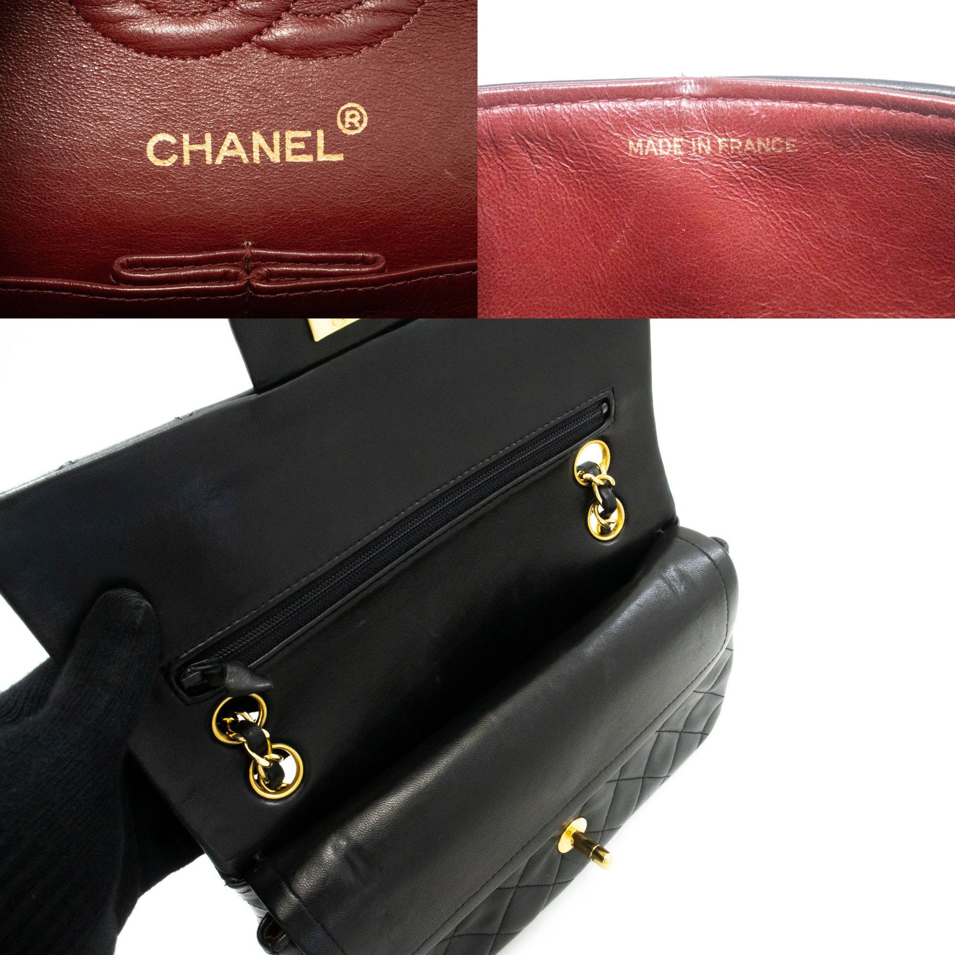 CHANEL Classic Double Flap 9" Chain Schoudertas Zwart Lamsleer ag6 hannari-shop