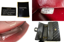 CHANEL Classic Double Flap 10" Chain Shoulder Bag Black Lambskin p58 hannari-shop