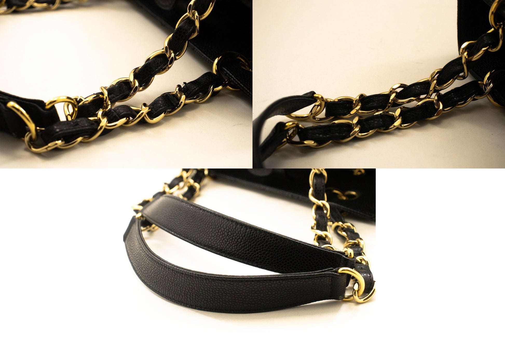 CHANEL Caviar PST Chain Schoudertas Shopping Tote Zwart Gequilt n51 hannari-shop