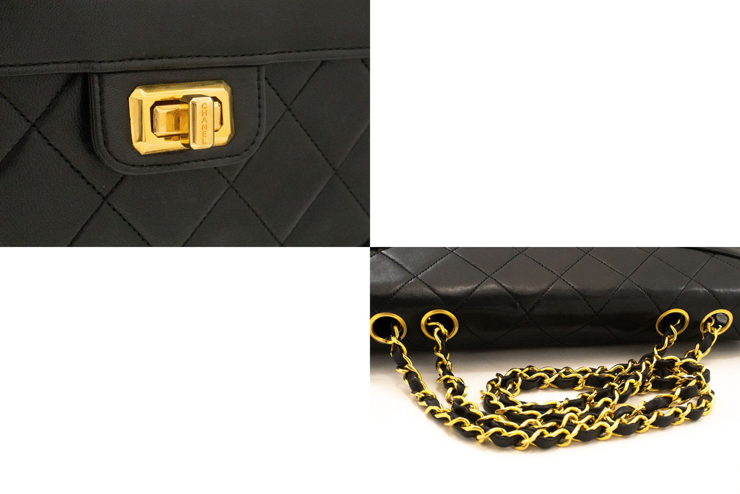 Sac bandoulière CHANEL Vintage Classic Chain à rabat unique en agneau matelassé ag8 hannari-shop