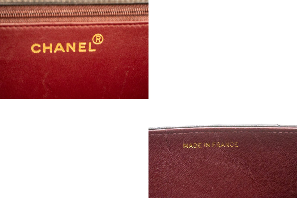 CHANEL Lille kæde skuldertaske clutch sort quiltet flap lammeskind ao8 — indvendigt CHANEL-logo hannari-shop