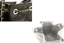 CHANEL Drawstring Chain Shoulder Bag Black Quilted Lambskin Purse p12 hannari-shop