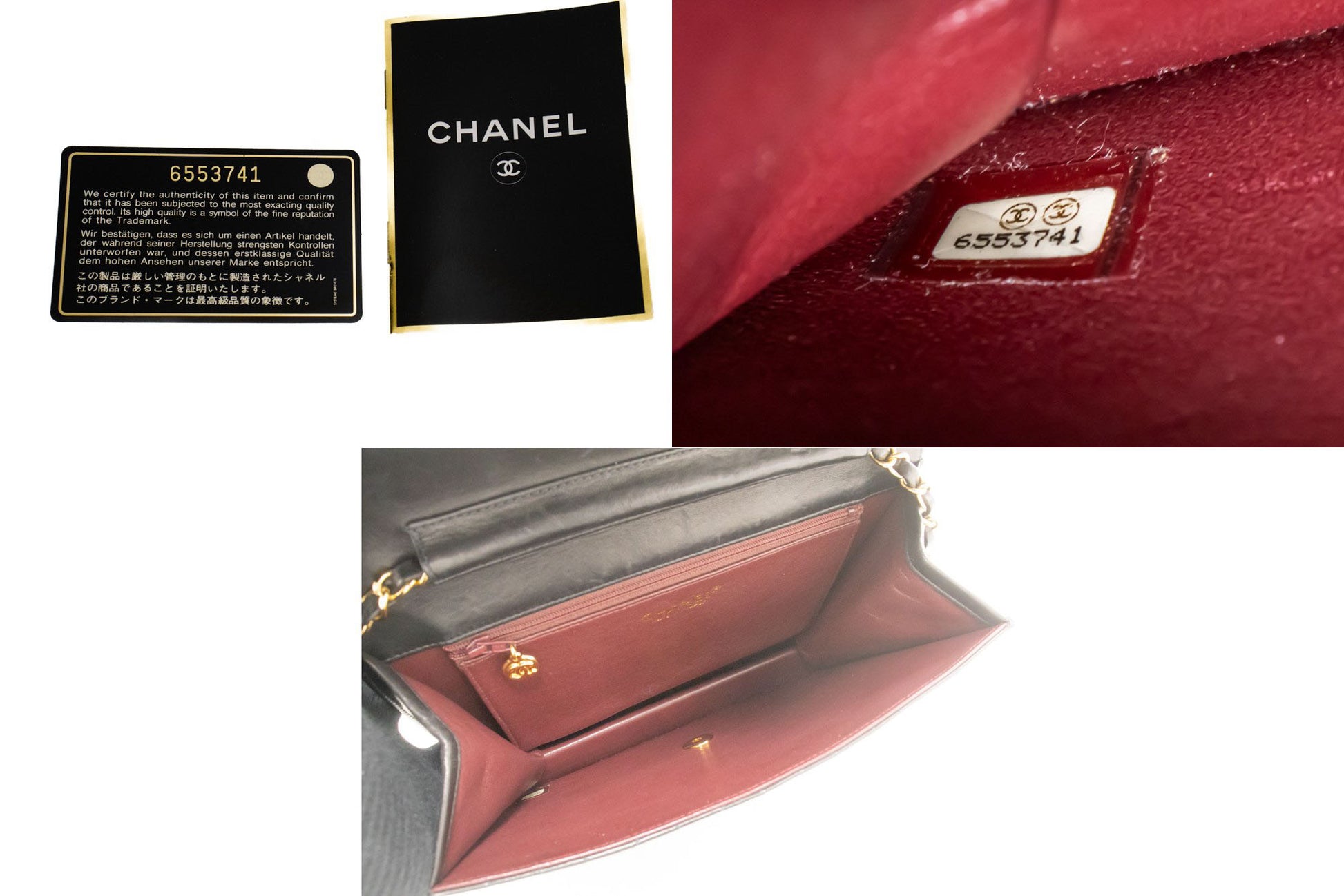 CHANEL skuldertaske med kæde, clutch, sort quiltet flap i lammeskind, taske aa2 hannari-shop