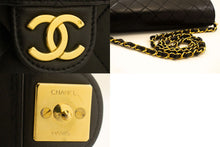 CHANEL Small Chain Shoulder Bag Clutch Black Quilted Flap Lambskin p55 hannari-shop