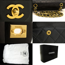 CHANEL Classic Double Flap 9" Chain Shoulder Bag Black Lambskin n08 hannari-shop