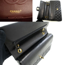 CHANEL Classic Double Flap 10" Chain Shoulder Bag Black Lambskin p62 hannari-shop