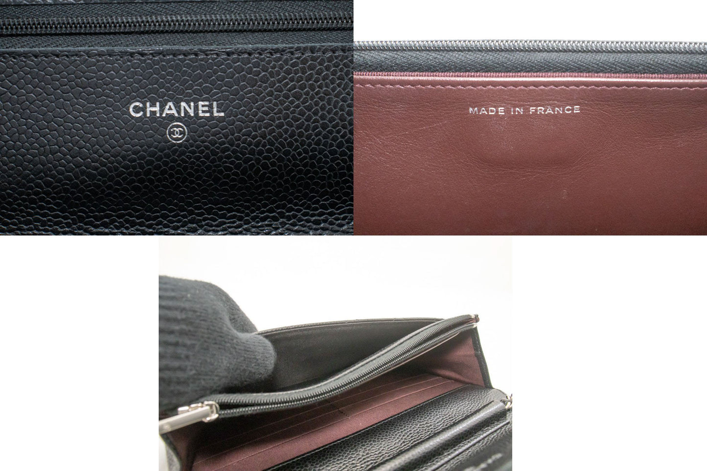 CHANEL Grained Calfskin Wallet On Chain WOC Sort Skuldertaske SV aa3 hannari-shop