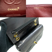 CHANEL Classic Double Flap 9" Chain Shoulder Bag Black Lambskin n08 hannari-shop