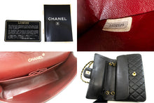 CHANEL Classic Double Flap 10" Chain Shoulder Bag Black Lambskin p76 hannari-shop