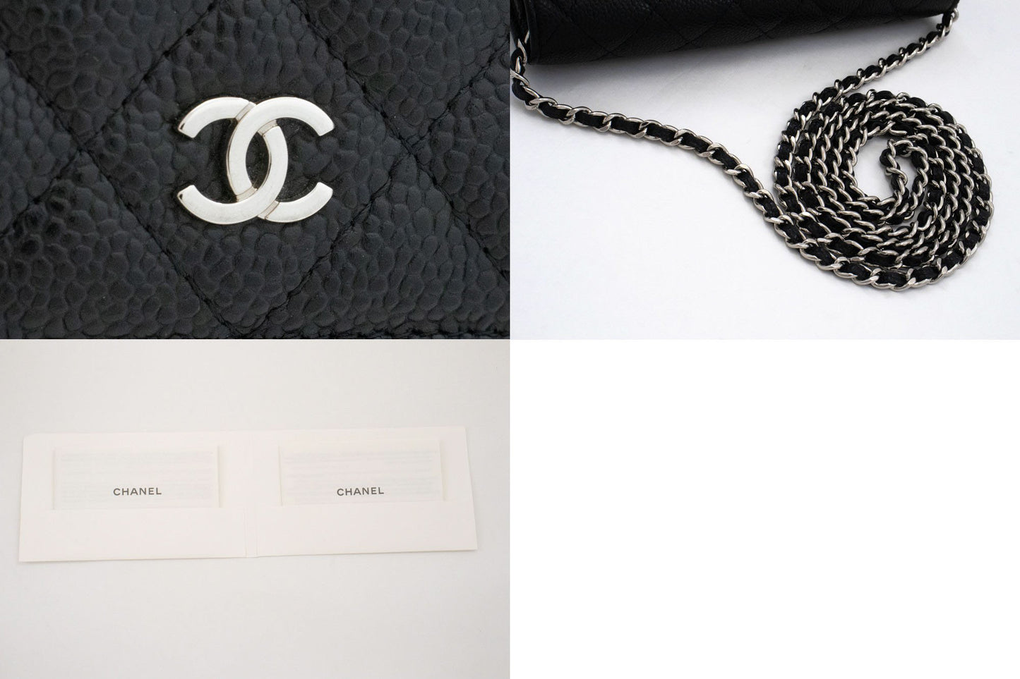 CHANEL Grained Calfskin Wallet On Chain WOC Black Shoulder Bag ag2 hannari-shop