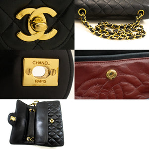 CHANEL Vintage Classic Double Flap Small Chain Shoulder Bag Black m92 hannari-shop