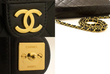 CHANEL Small Chain Shoulder Bag Clutch Black Quilted Flap Lambskin p45 hannari-shop