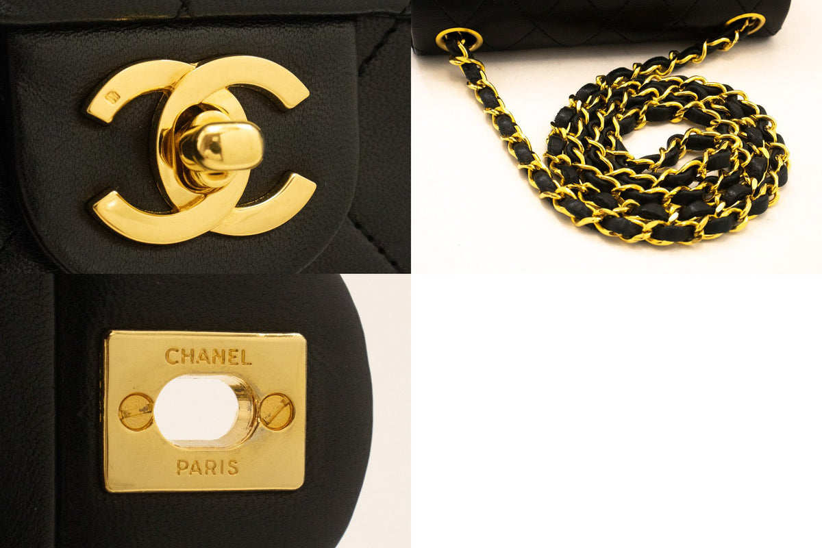 CHANEL Mini Square Small Chain Shoulder Bag Crossbody Black Purse ao3 hannari-shop