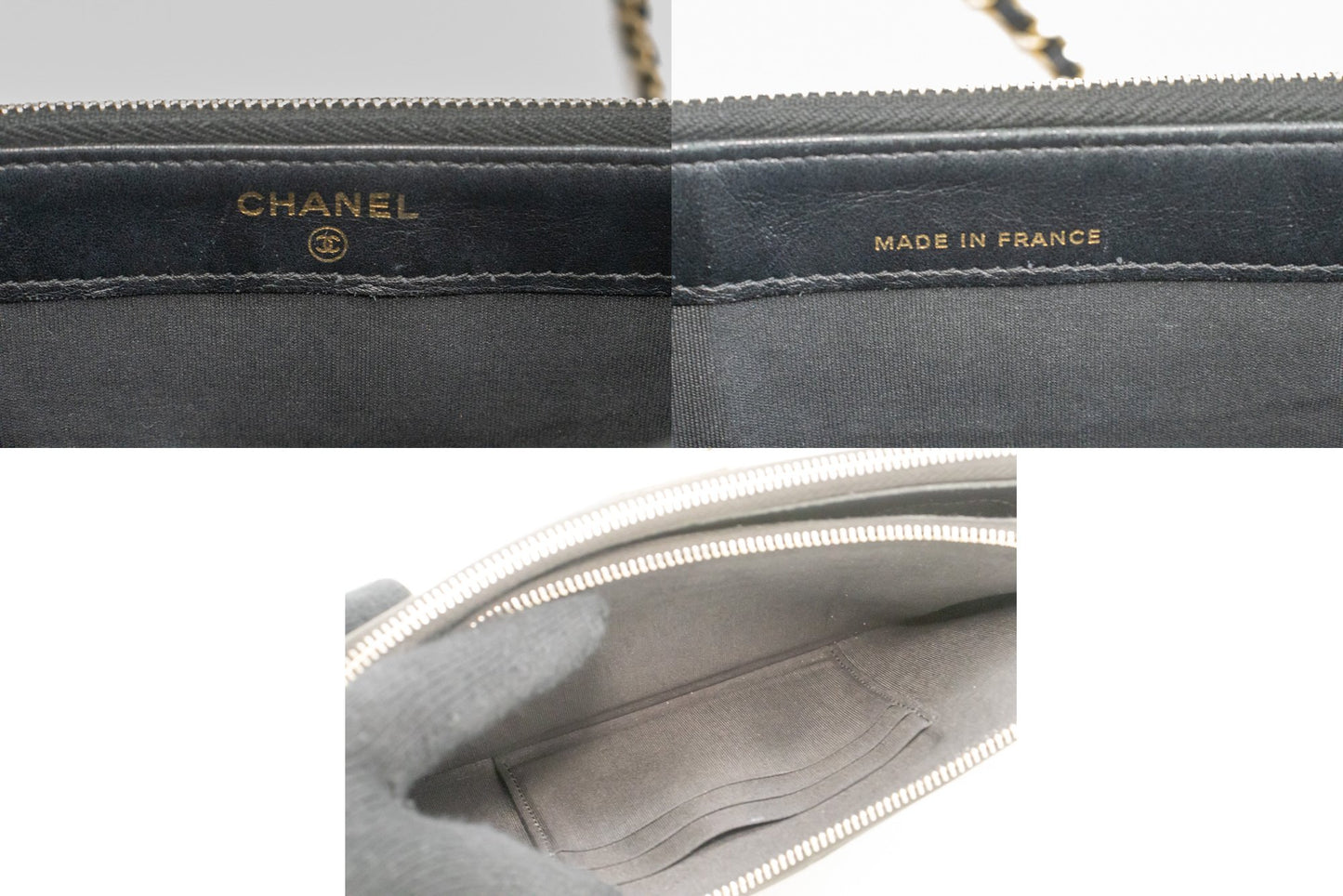 Portefeuille CHANEL Boy Noir Caviar Wallet On Chain WOC Double Zip Épaule n35 hannari-shop