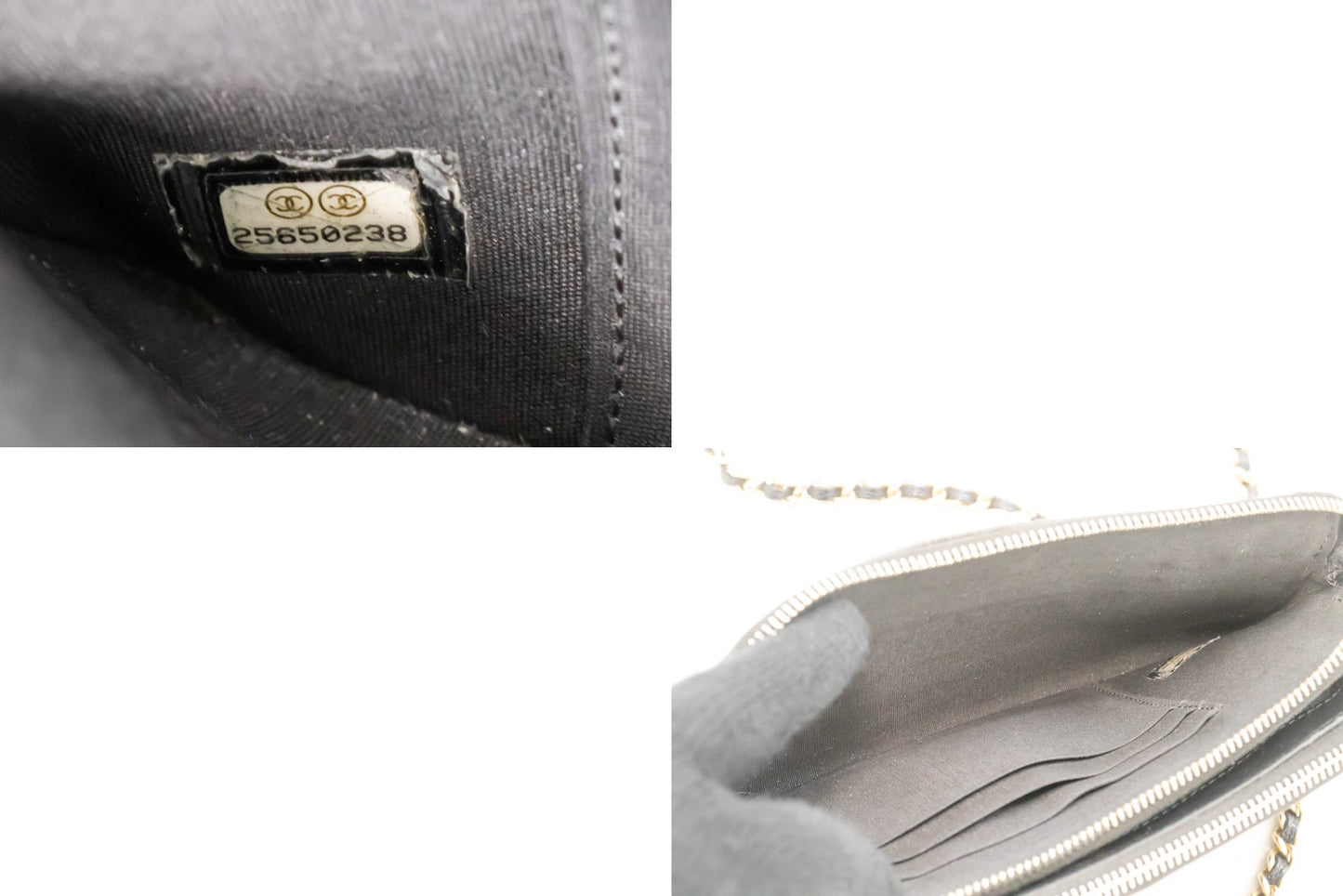 Portefeuille CHANEL Boy Noir Caviar Wallet On Chain WOC Double Zip Épaule n35 hannari-shop
