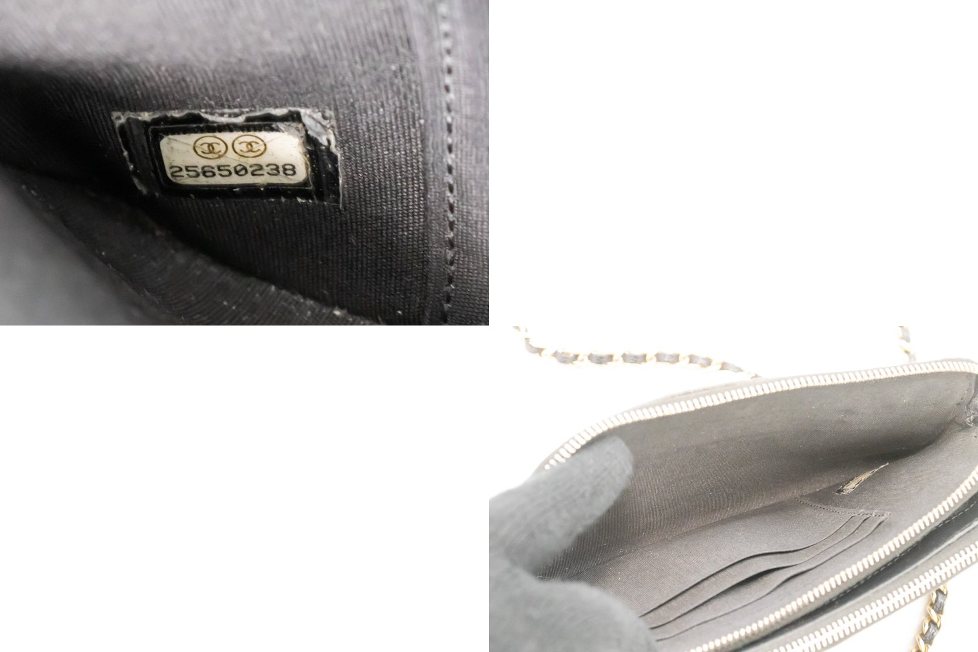 Portefeuille CHANEL Boy Noir Caviar Wallet On Chain WOC Double Zip Épaule n35 hannari-shop