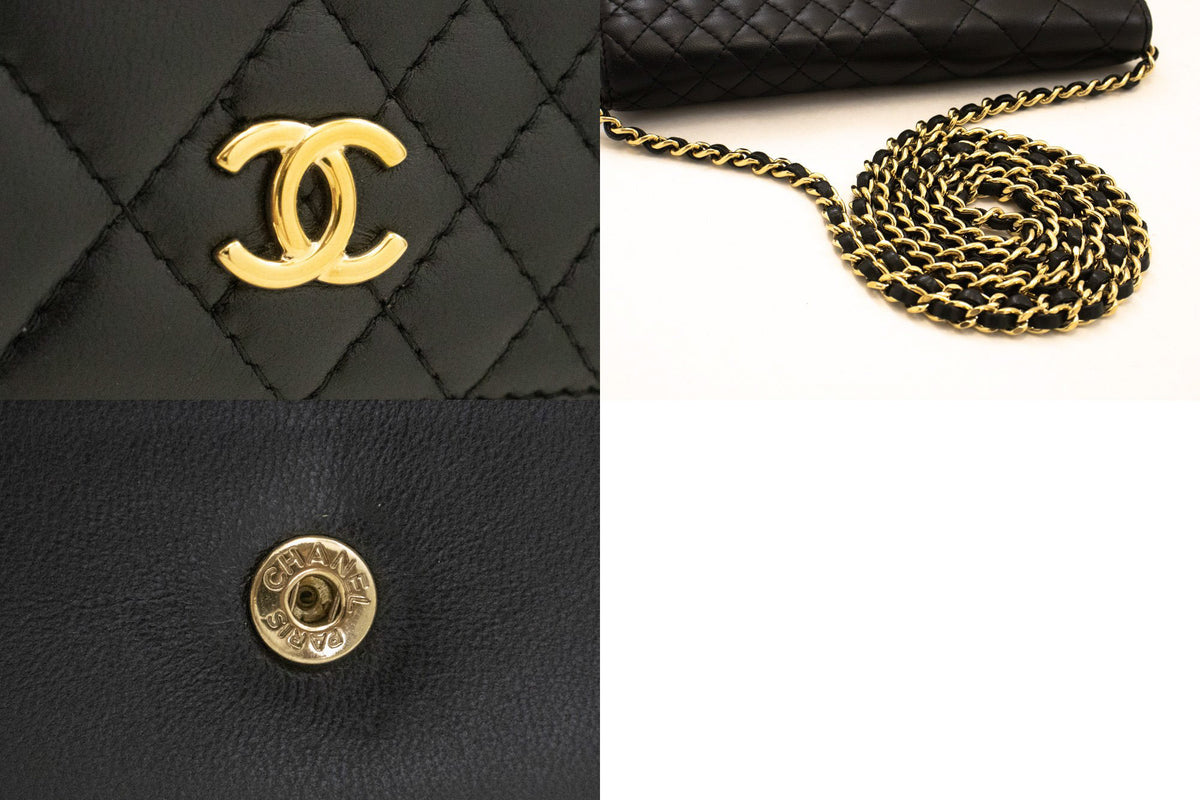 CHANEL Black Classic Wallet On Chain WOC Shoulder Bag Crossbody ao2 hannari-shop