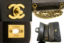 CHANEL Classic Double Flap 9" Chain Shoulder Bag Black Lambskin p54 hannari-shop