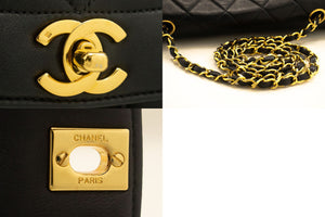 CHANEL Diana Flap Chain Shoulder Bag Black Quilted Lambskin Purse p38 hannari-shop