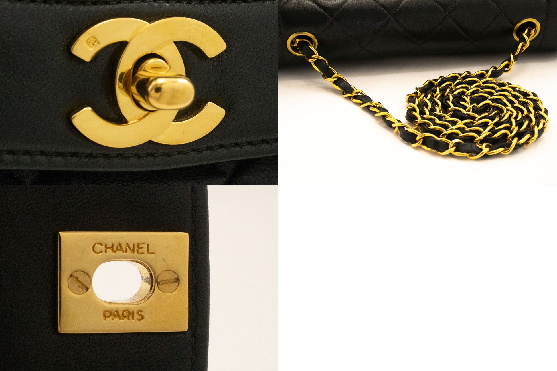 Sac à bandoulière matelassé CHANEL Diana Flap en agneau noir ah2 hannari-shop