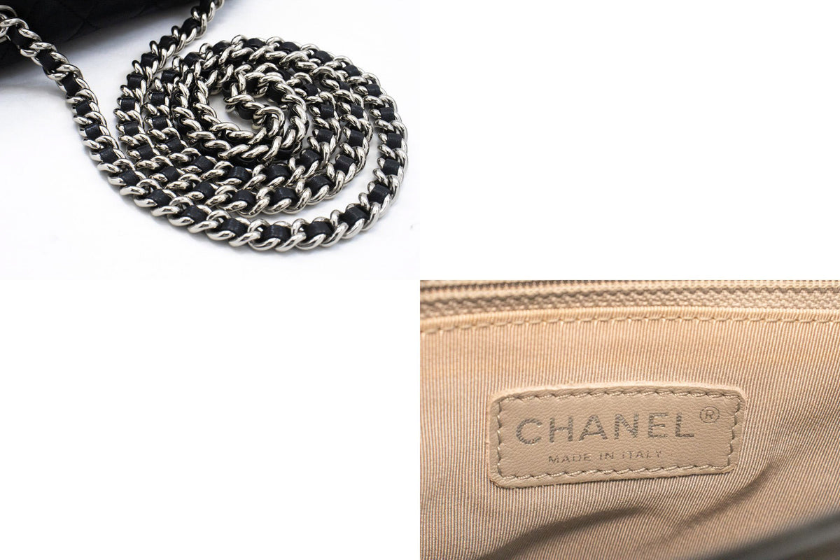 CHANEL Chain Around Small Shoulder Bag Crossbody Black Calfskin ap7 — interior CHANEL logo hannari-shop