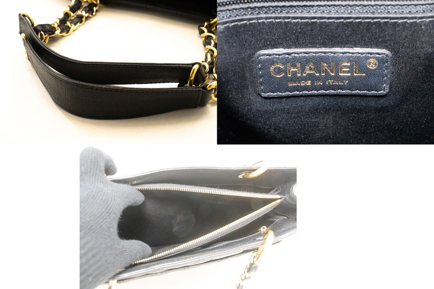 CHANEL Grained Calfskin GST 13" Shopping Tote Chain Skuldertaske p95 hannari-shop