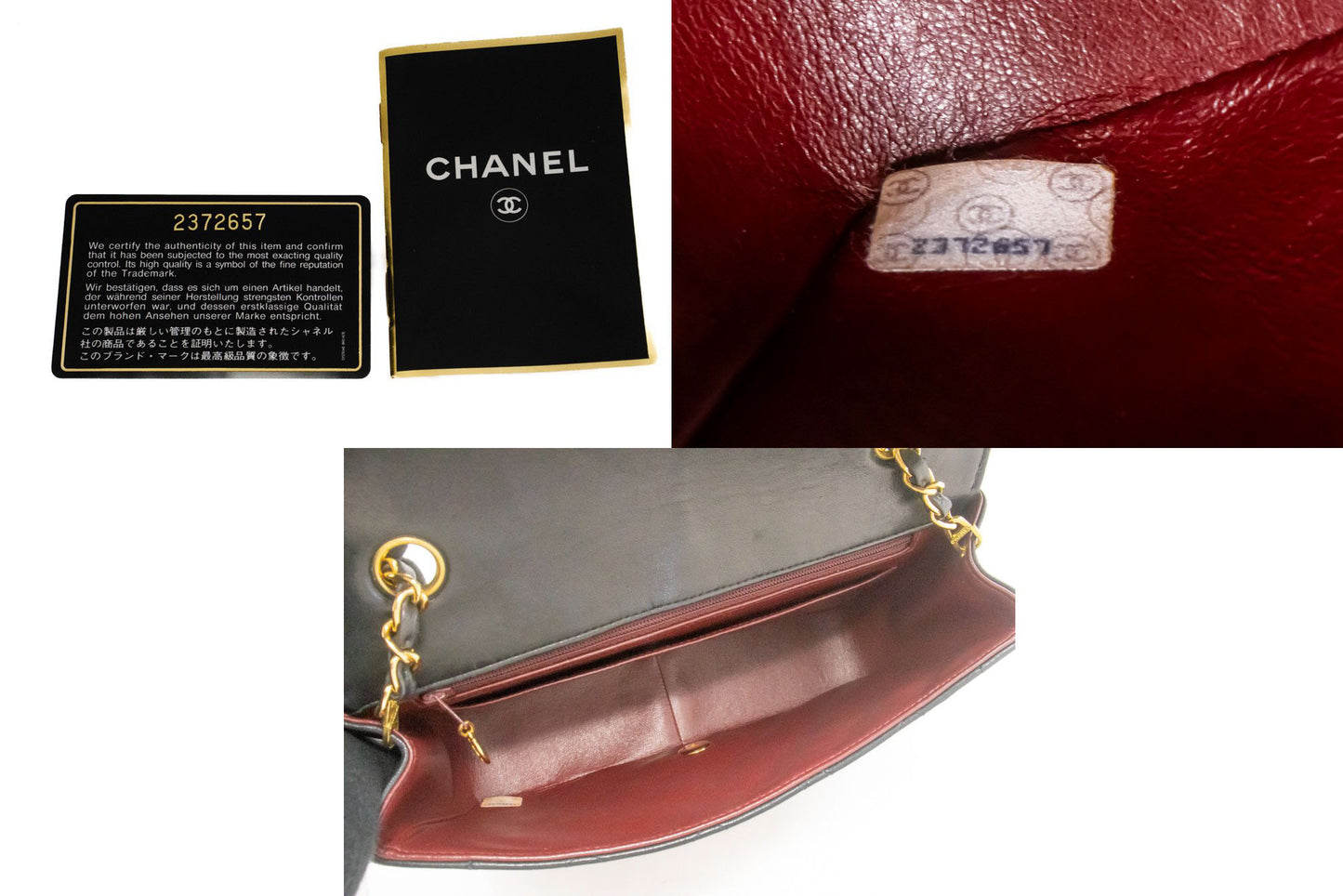 Sac à bandoulière matelassé CHANEL Diana Flap en agneau noir ah2 hannari-shop