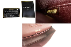 CHANEL Classic Double Flap 10" Chain Shoulder Bag Black Lambskin p97 hannari-shop