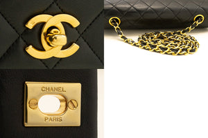 CHANEL Full Flap Chain Shoulder Bag Crossbody Black Quilted Lamb n75 hannari-shop