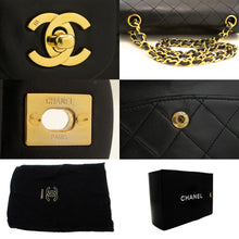 CHANEL Classic Double Flap 9" Chain Shoulder Bag Black Lambskin n02 hannari-shop