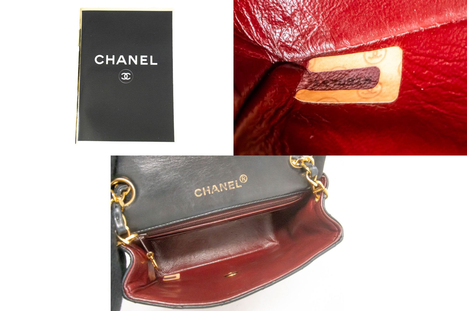 CHANEL Mini Square Borsa a Tracolla Piccola con Catena Nera in Agnello ag9 hannari-shop